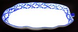 ブルー/ホワイト　リーフ形　中皿
