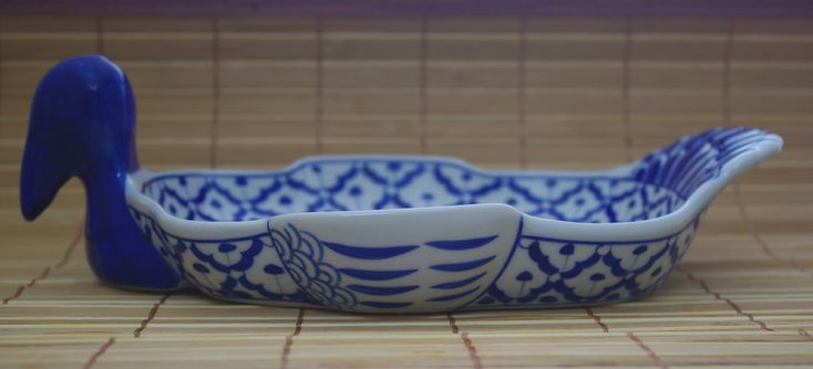 ブルー/ホワイト　　スワン皿
