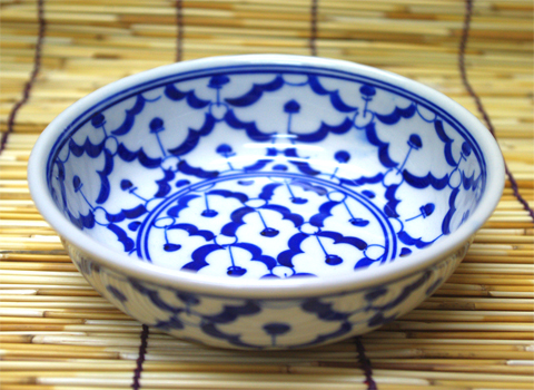 ブルー/ホワイト　深丸皿　14cm