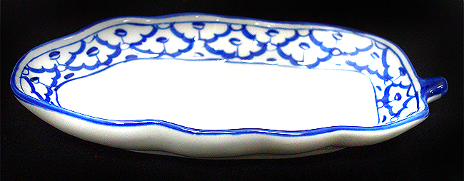 ブルー/ホワイト　リーフ形　皿