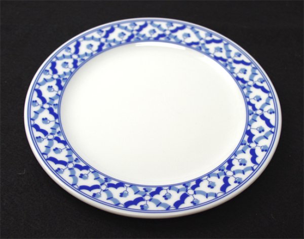 画像1: ブルー/ホワイト　プレーン丸皿  18cm (1)