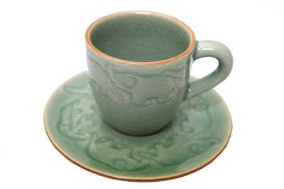 画像2: セラドン焼き　コーヒーカップ＆ソーサー　象柄３　