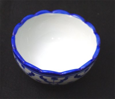 画像1: ブルー/ホワイト　花形　丸小鉢