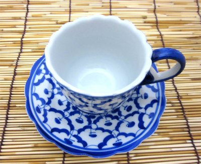 画像1: ブルー/ホワイト　コーヒーカップ　ソーサー付  2