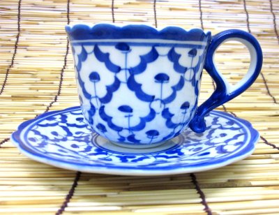 画像3: ブルー/ホワイト　コーヒーカップ　ソーサー付  2