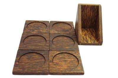 画像2: コースター　木製　６枚組み　ケース付