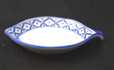 画像1: ブルー/ホワイト　リーフ皿